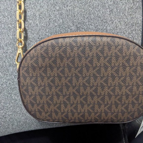 NWT Michael Kors Jet Set Glam Crossbody Oval Bag MK New Brown - Picture 3 of 8